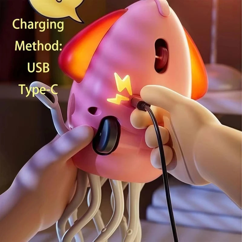 Creative Dancing Squid Auto-Sensing Obstacle Avoidance Electronic Pet with Music and Light Rechargeable Interactive Toy Gifts