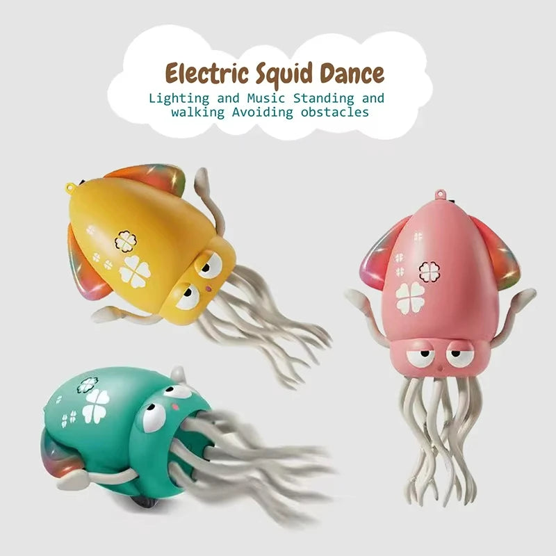 Creative Dancing Squid Auto-Sensing Obstacle Avoidance Electronic Pet with Music and Light Rechargeable Interactive Toy Gifts