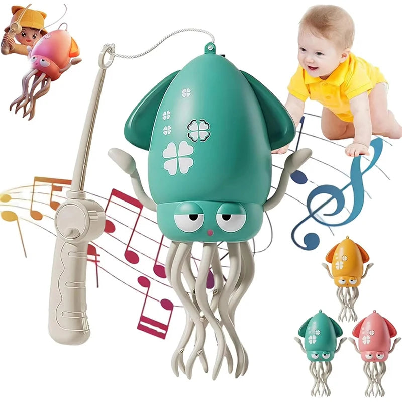 Creative Dancing Squid Auto-Sensing Obstacle Avoidance Electronic Pet with Music and Light Rechargeable Interactive Toy Gifts