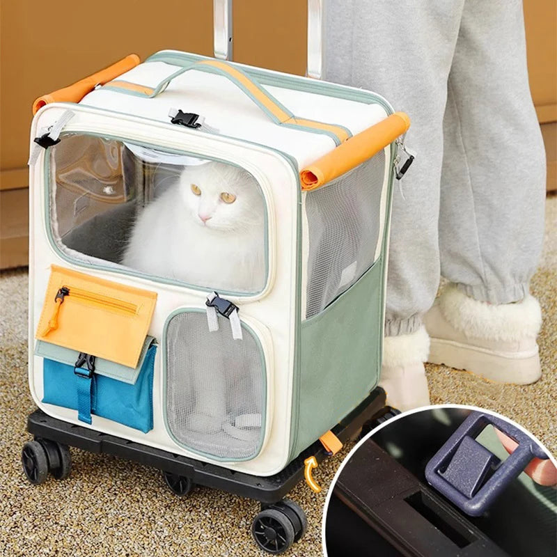 Cats Travel Bag Portable Out Pet Trolley Suitcase Universal Small Dogs Bag Cat Backpack Detachable Pet Supplies