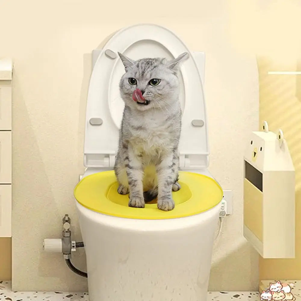 Cat Toilet Training System Cat Toilet Training Kit Teach to Use Reusable Cat Toilet Seat Training Kit Training Seat Tool