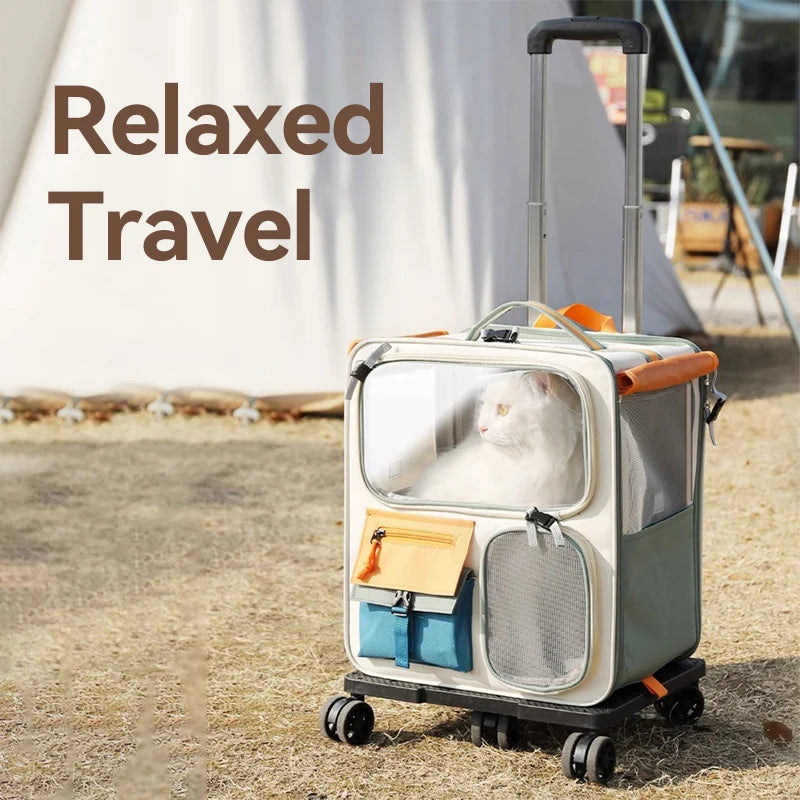 Cats Travel Bag Portable Out Pet Trolley Suitcase Universal Small Dogs Bag Cat Backpack Detachable Pet Supplies